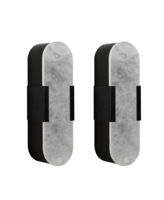 Set of 2 Marble Wall Sconce 13.8 Inch Modern Indoor Bathroom Lighting for Living Room Bedroom Hallway Stairs