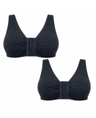 Women's Ease Cotton Front Closure Bra for Mastectomy 2-Pack