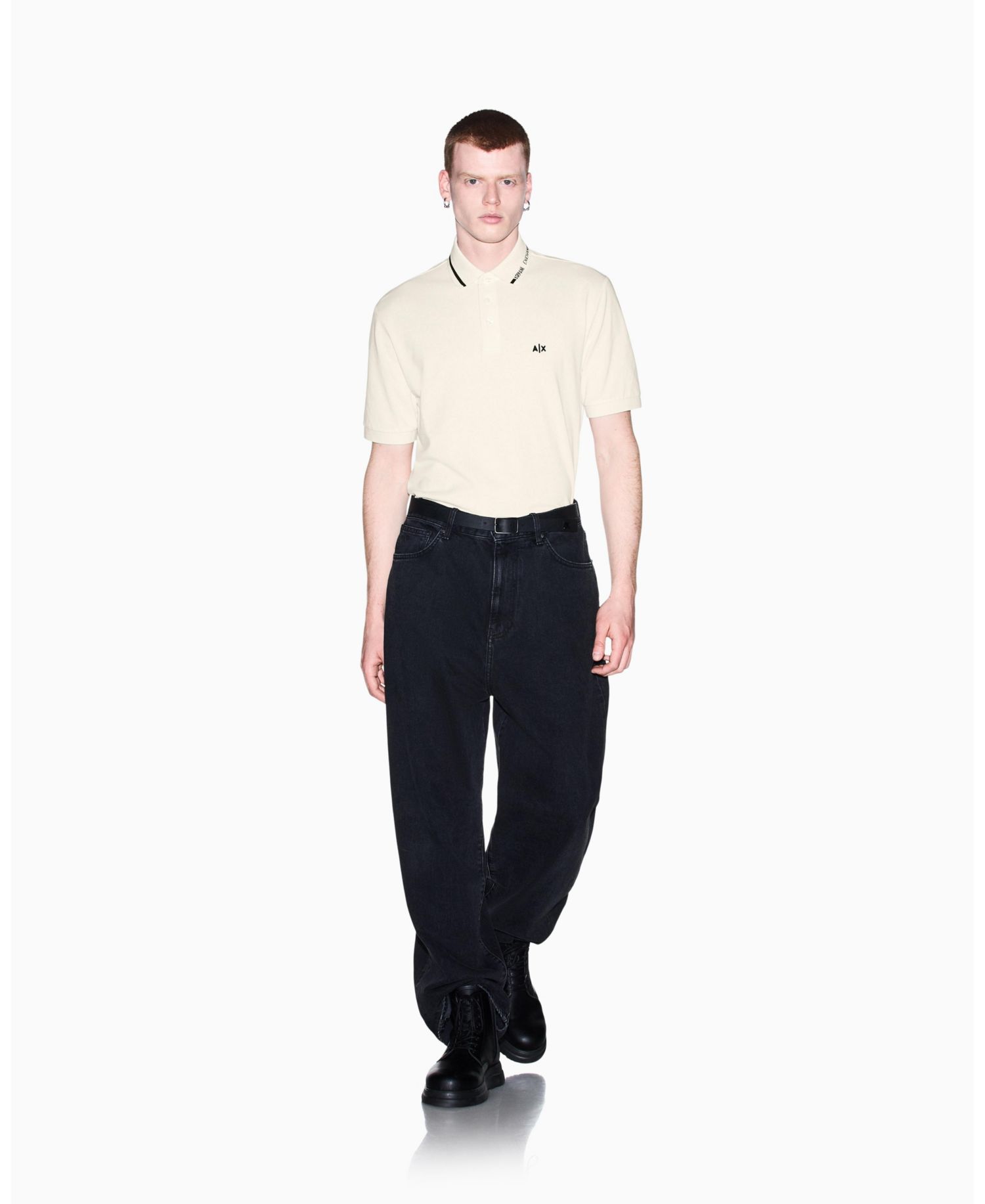 Men's Pique Tipping Wording Polo Shirt