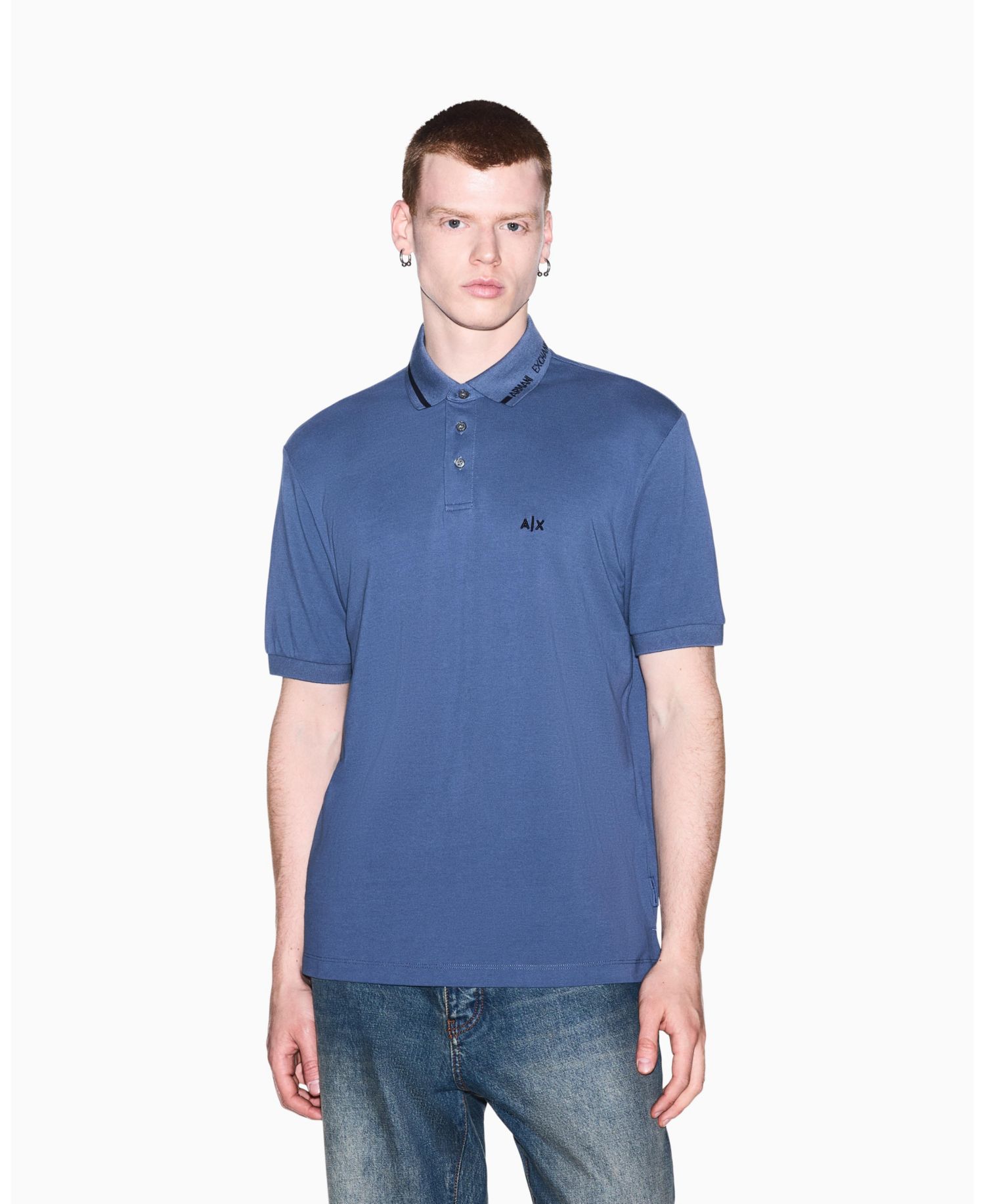Men's Pique Tipping Wording Polo Shirt