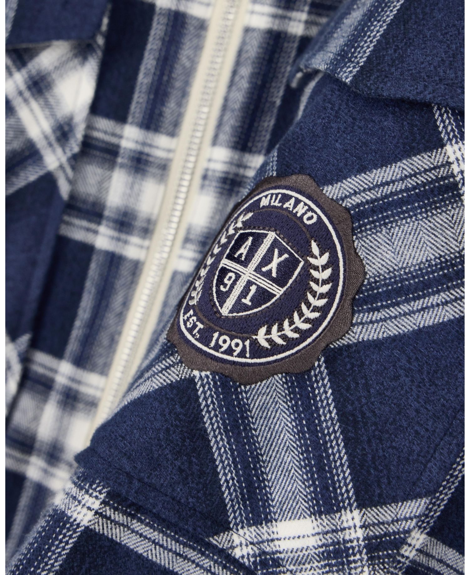 Men's Crossover Plaid Cotton Shirt with Back Graphic