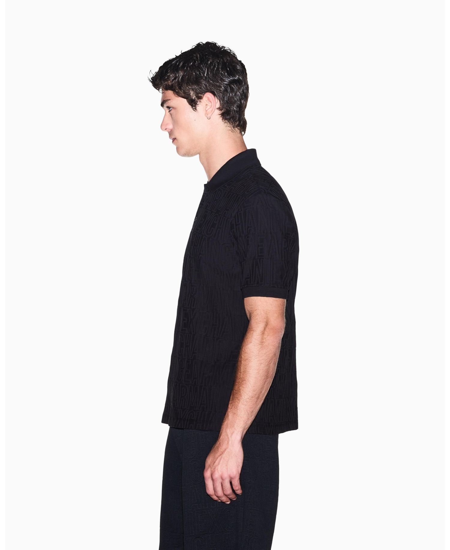 Men's Mercerized Jacquard Cotton All Over Logo Polo Shirt