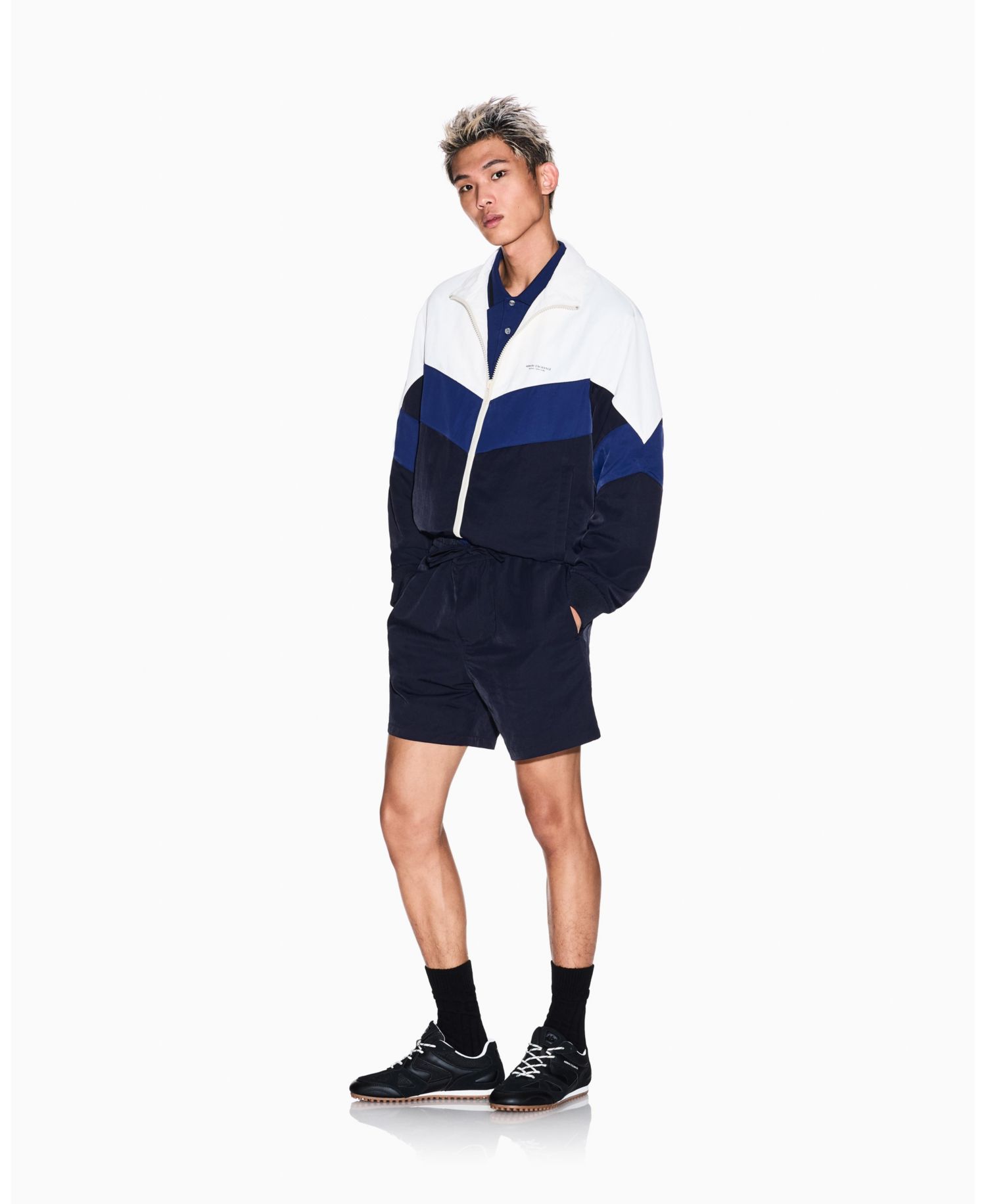 Men's Nylon Chevron Color Block Jacket
