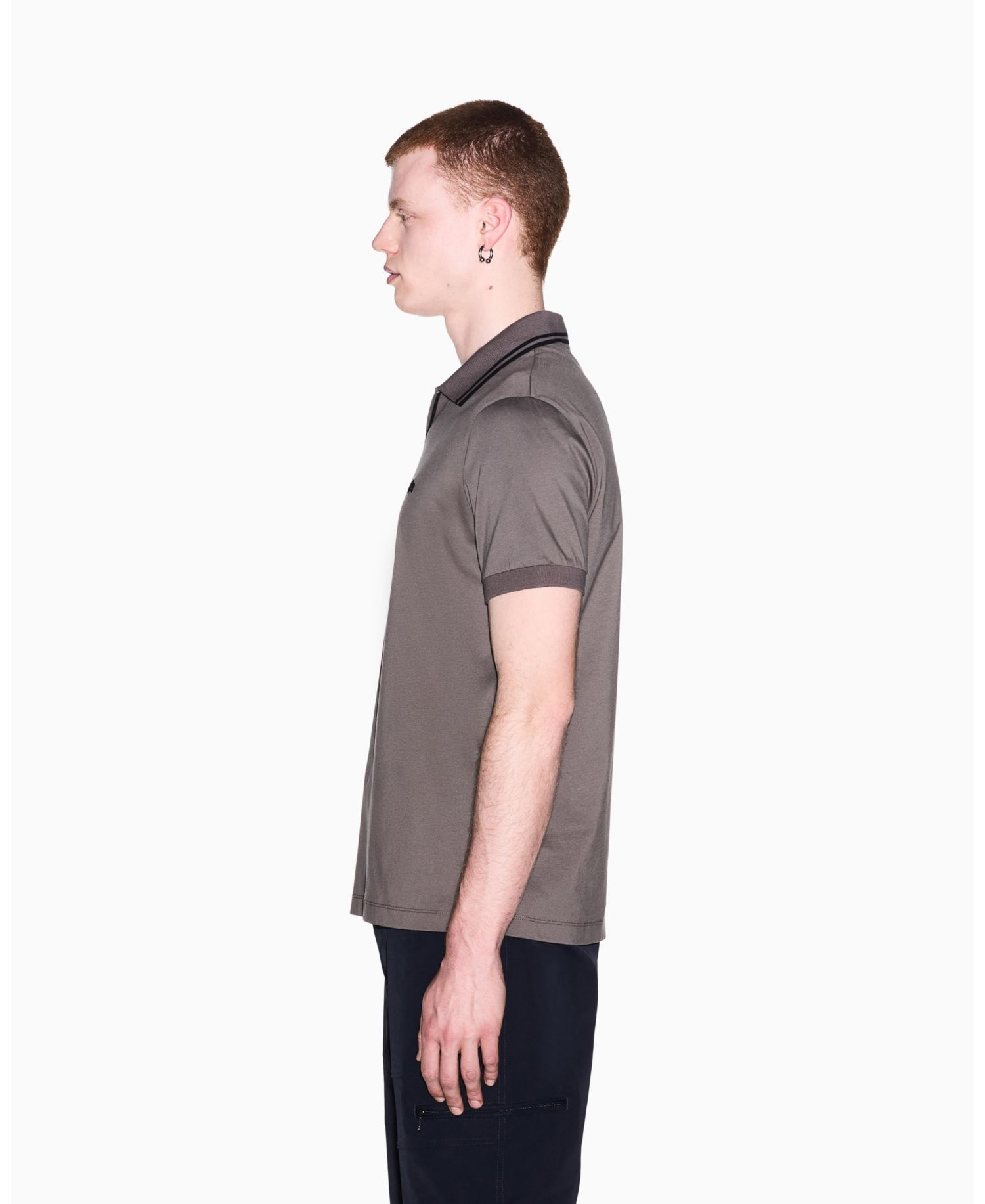 Men's Mercerized Tipping Johnny Collar Polo Shirt