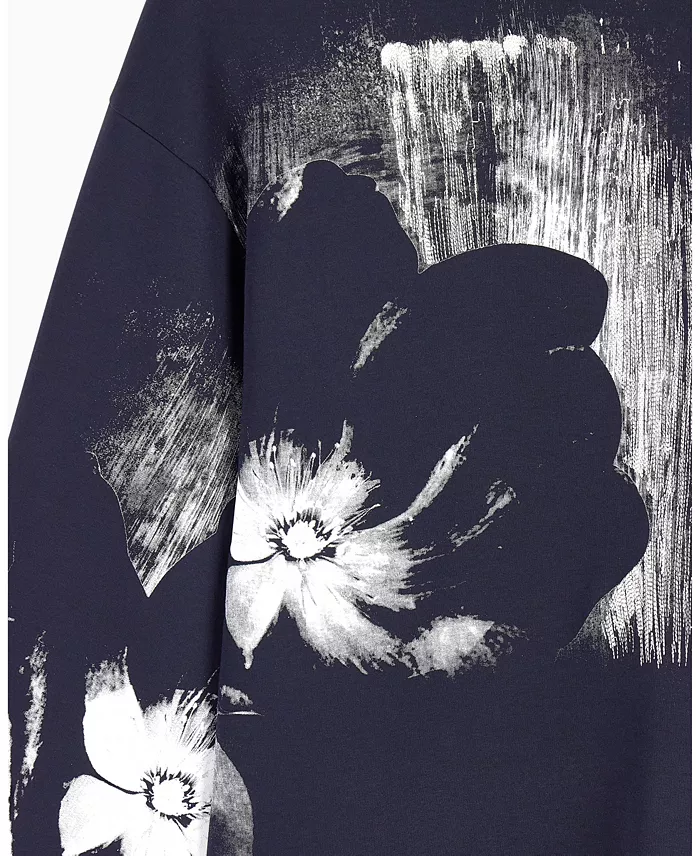 Men's Exposed Flower Bonded Cotton Crewneck Sweatshirt - thumbnail 6