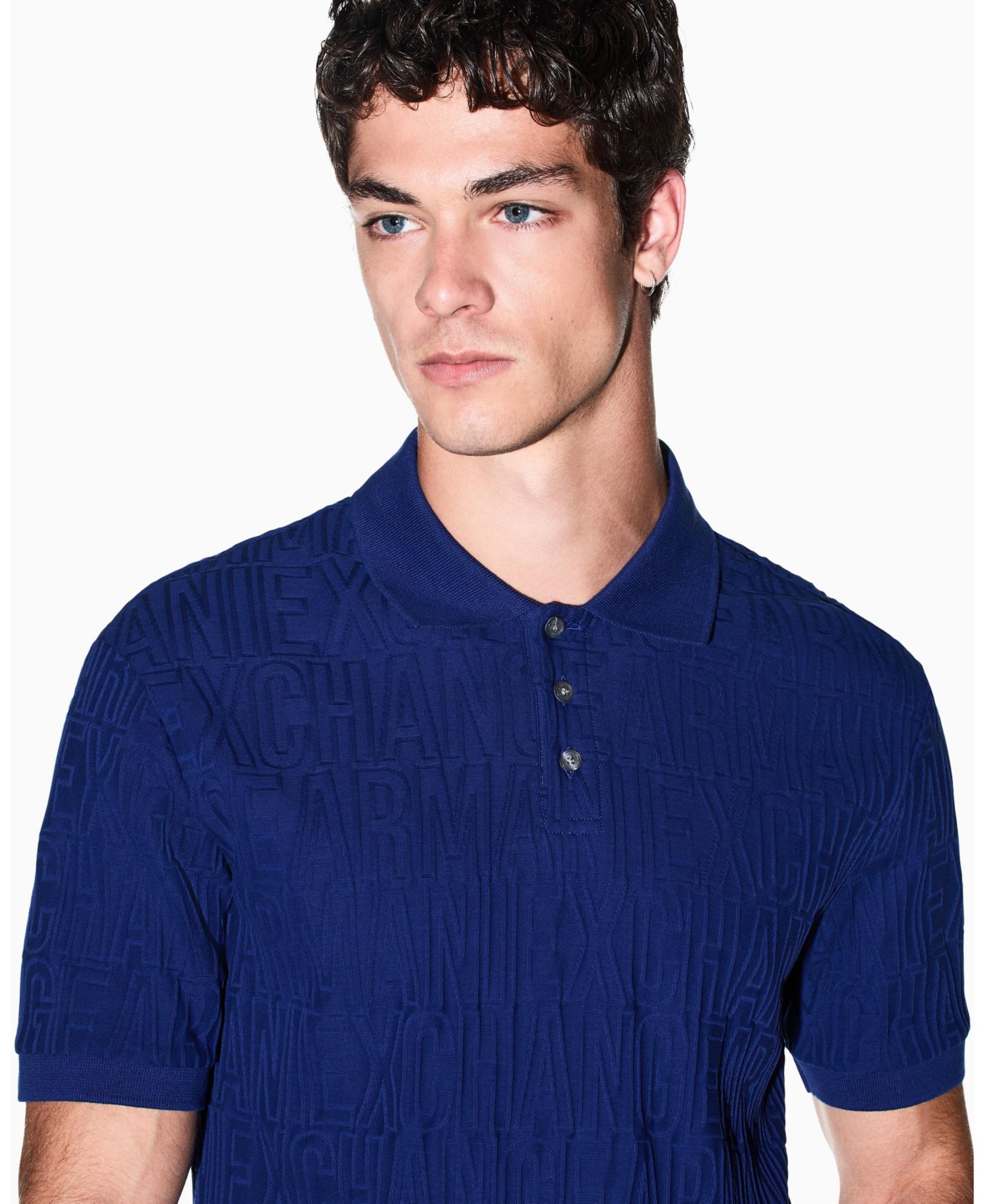 Men's Mercerized Jacquard Cotton All Over Logo Polo Shirt