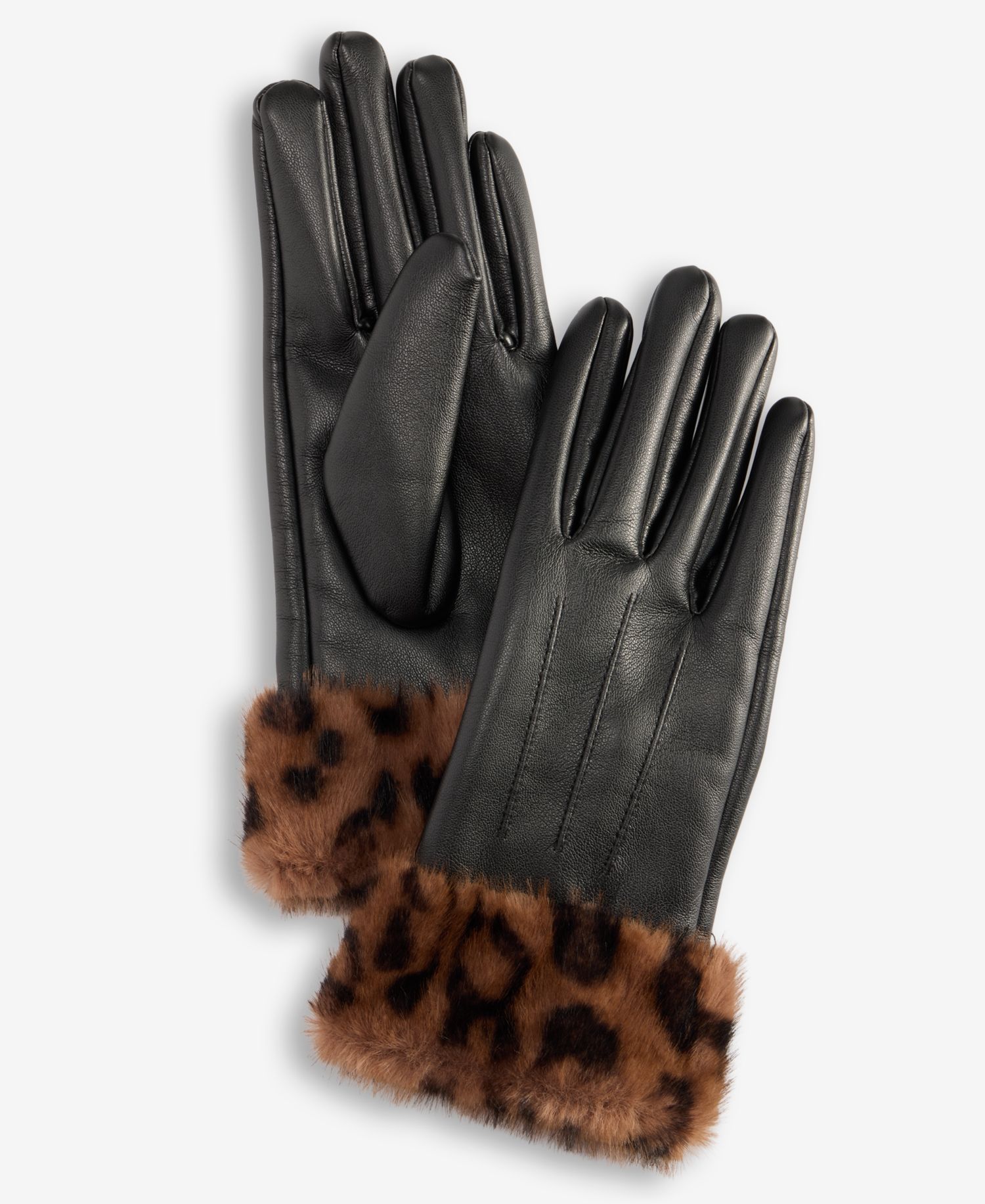 Women's Animal-Print Faux-Fur-Cuff Gloves