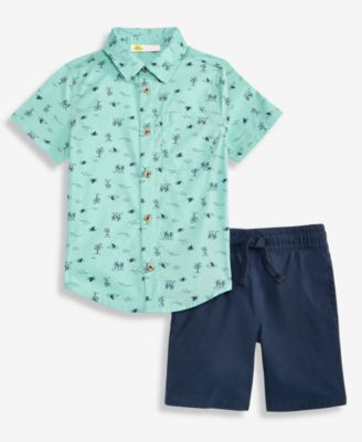 Epic Threads Toddler Boys' 12M-5T Cotton Printed Shirt & Shorts, 2-Piece Set