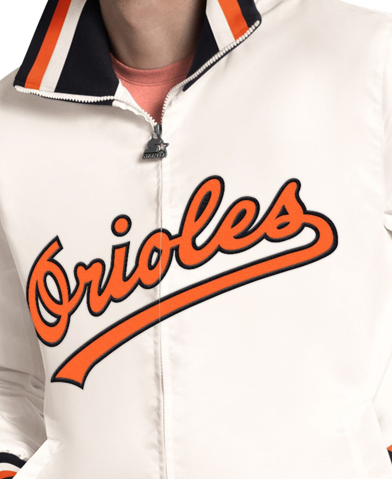 Men's White Baltimore Orioles The Captain Cooperstown Logo Full-Zip Varsity Jacket