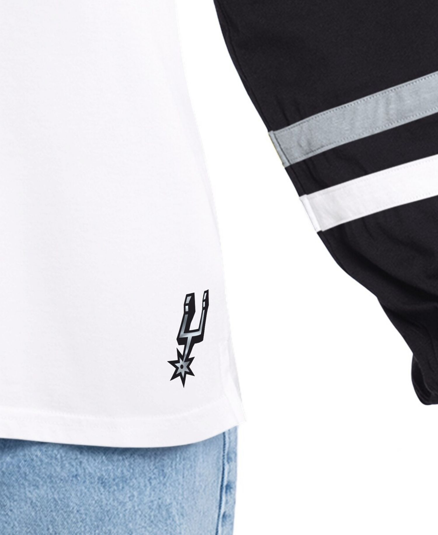 Women's White/Black San Antonio Spurs Key Player Oversized Hooded Long Sleeve T-Shirt