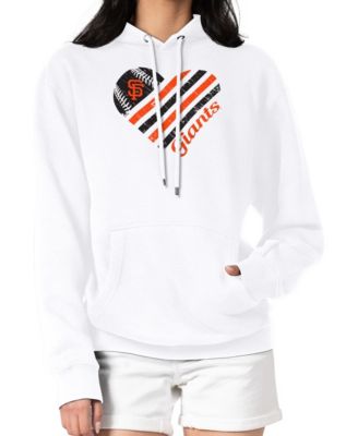 Women's White San Francisco Giants Heart Fleece Pullover Hoodie