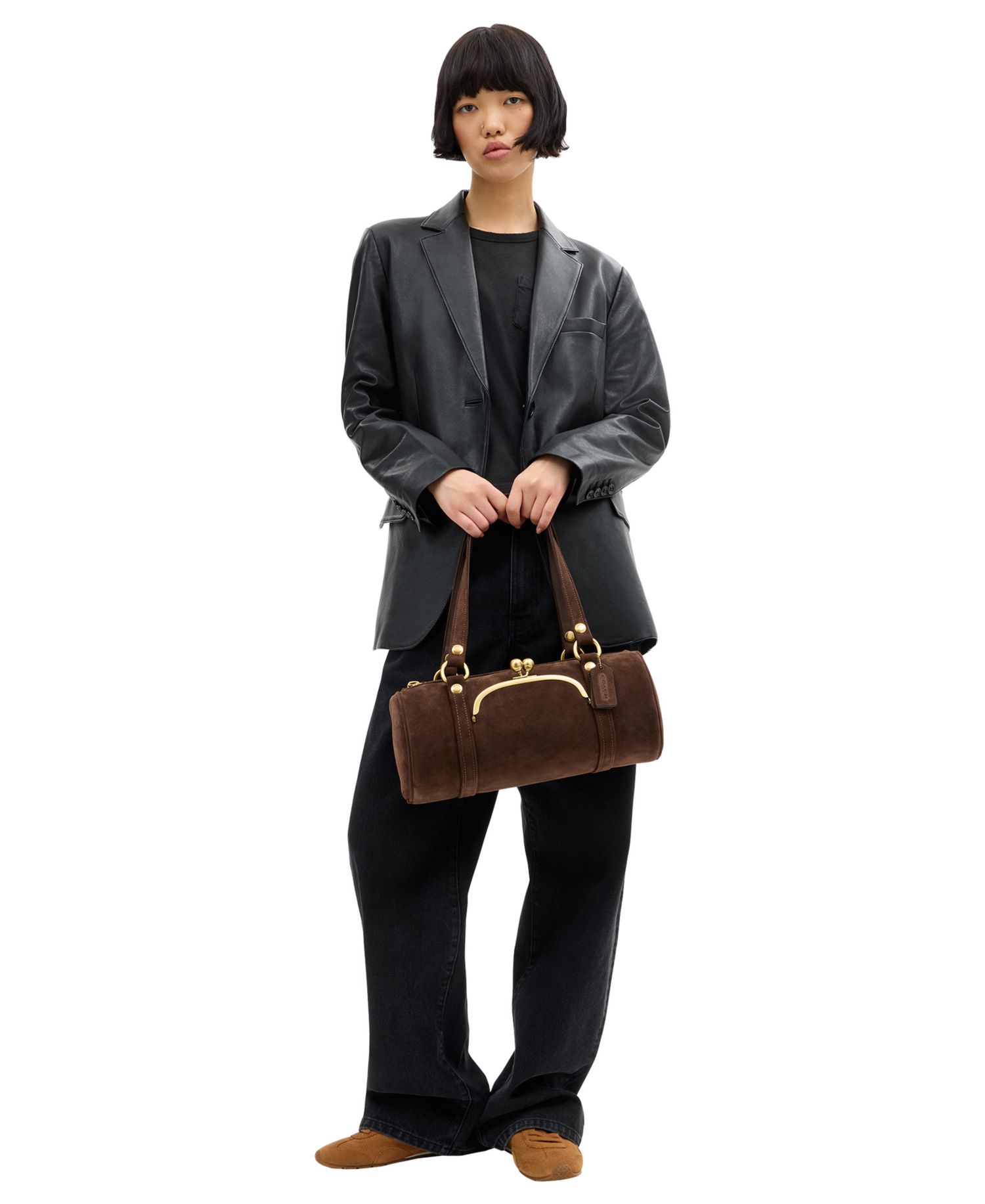 Originals Kisslock Small Suede Barrel Bag 28