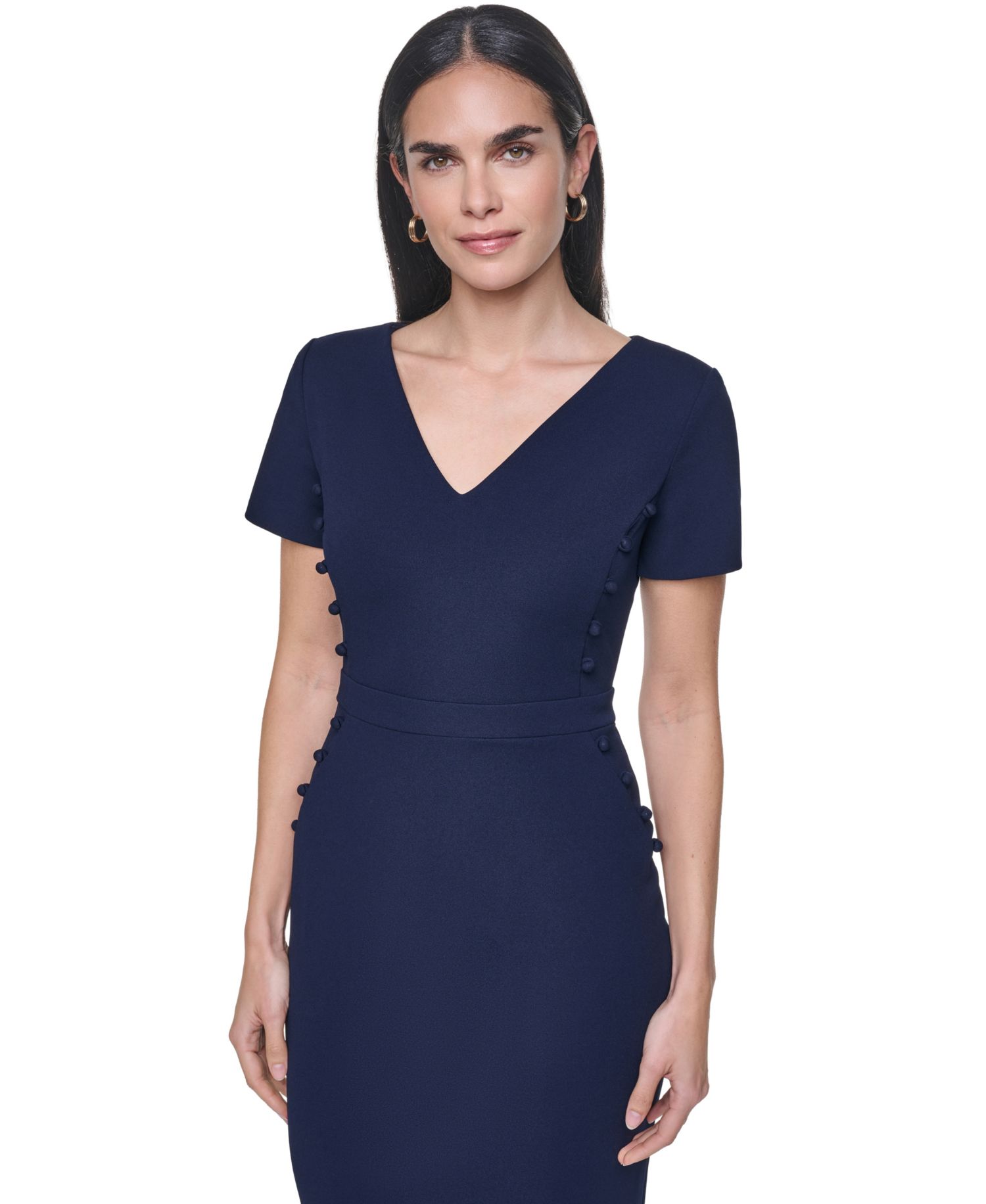 Women's Short-Sleeve V-Neck Sheath Dress