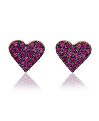 Sterling Silver Cubic Zirconia Pave Heart Stud Earrings