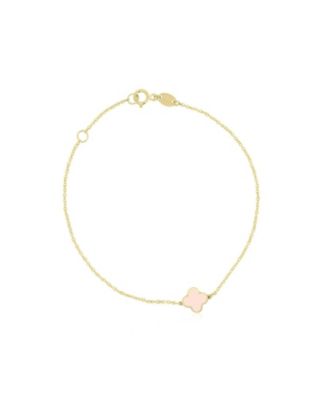 Mini Pearl Single Clover Bracelet 14K Gold