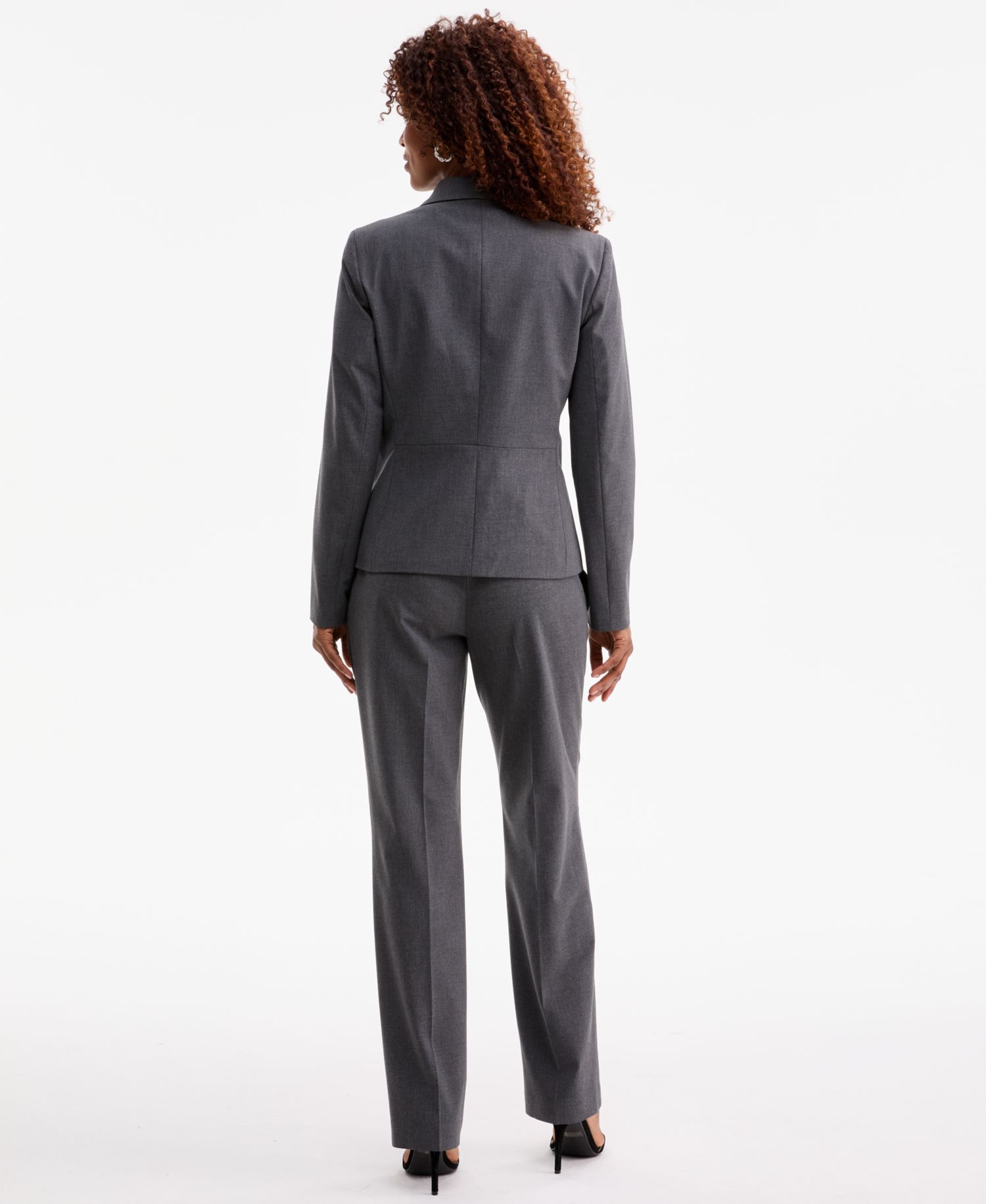 Women's Machine Washable Two-Button Jacket, Cowl-Neck Cap-Sleeve Top & Mid-Rise Straight Pants
