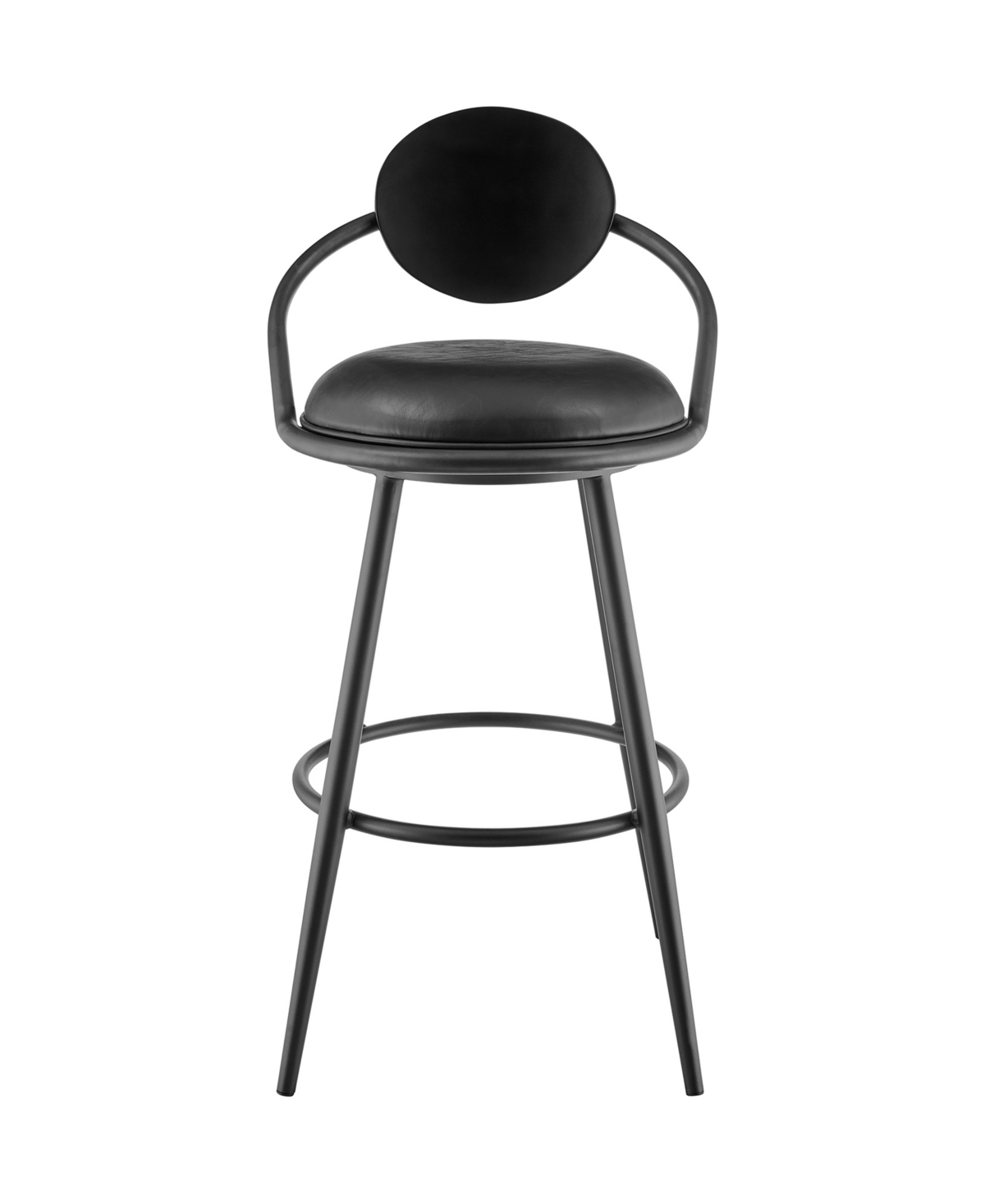 Armen Living Carnation 26" Faux Leather Swivel Counter Stool - Vintage Black