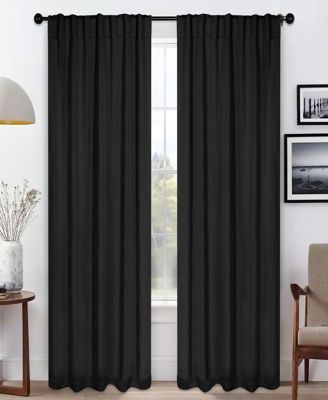 Solid Machine Washable Room Darkening Curtains with Back Tabs, Set of 2