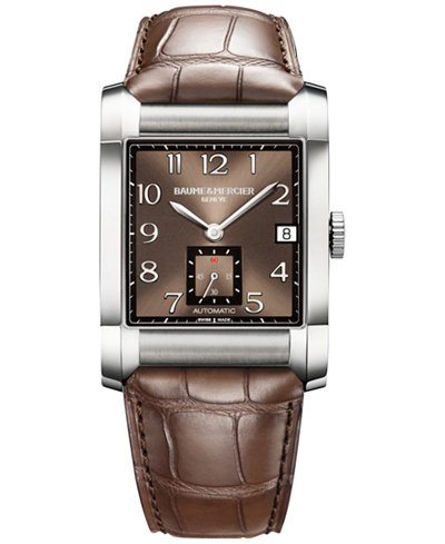 Baume & Mercier Men's Swiss Automatic Chronograph Hampton Brown Alligator Leather Strap Watch 34x48mm M0A10028
