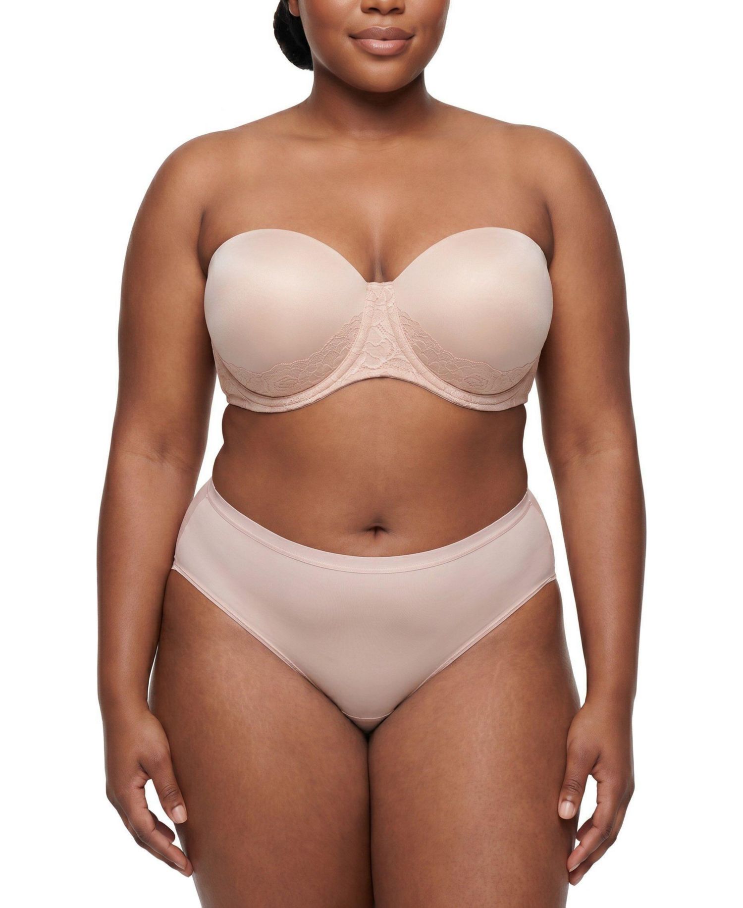 Women's Plus Size Strapless Push-Up Smooth Lace Bra