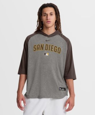 Men's Gray San Diego Padres Authentic Collection Flux Dri-FIT Raglan 3/4-Sleeve Hoodie