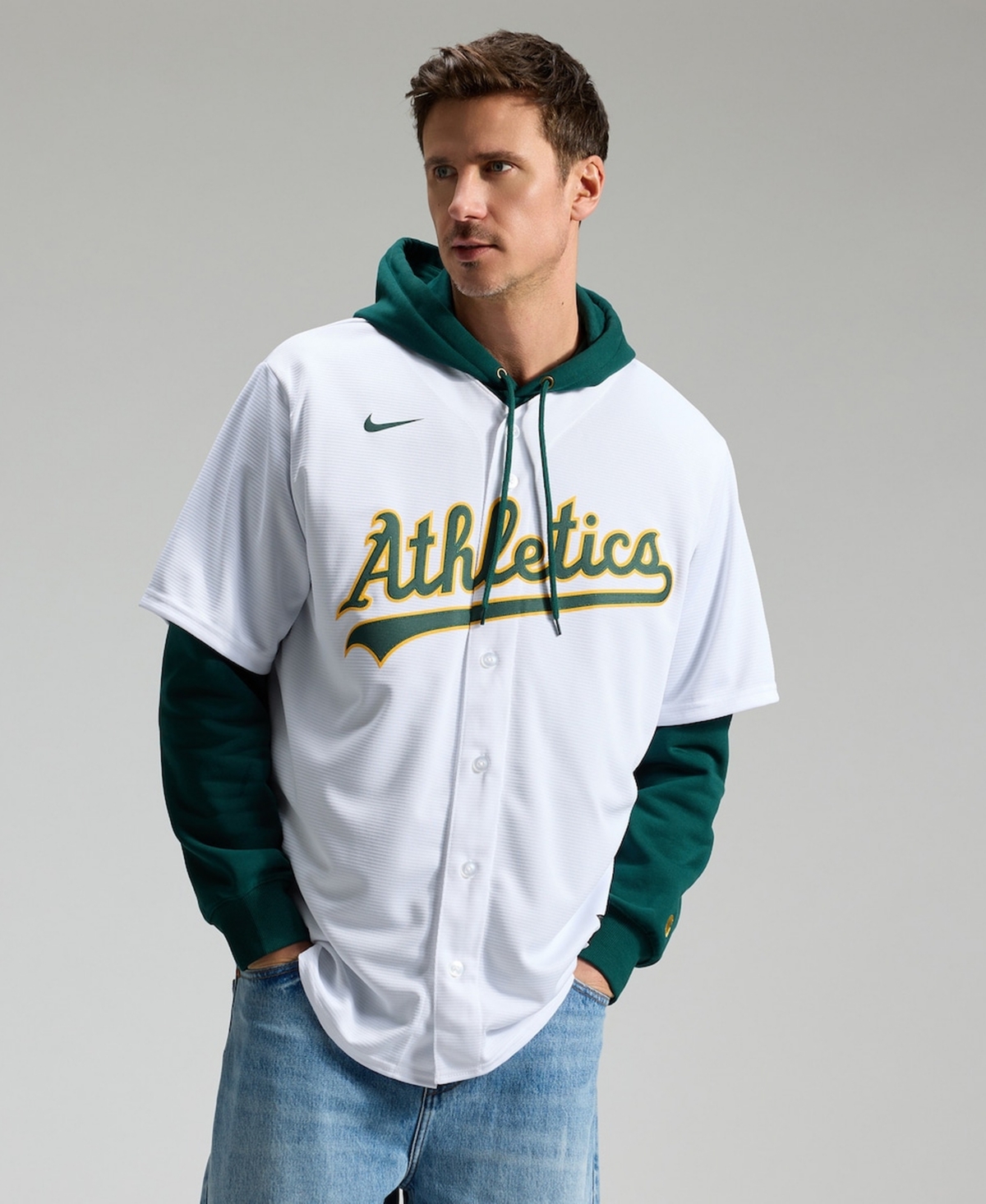 Nike Men's Nick Kurtz White Athletics Home Replica Player Jersey