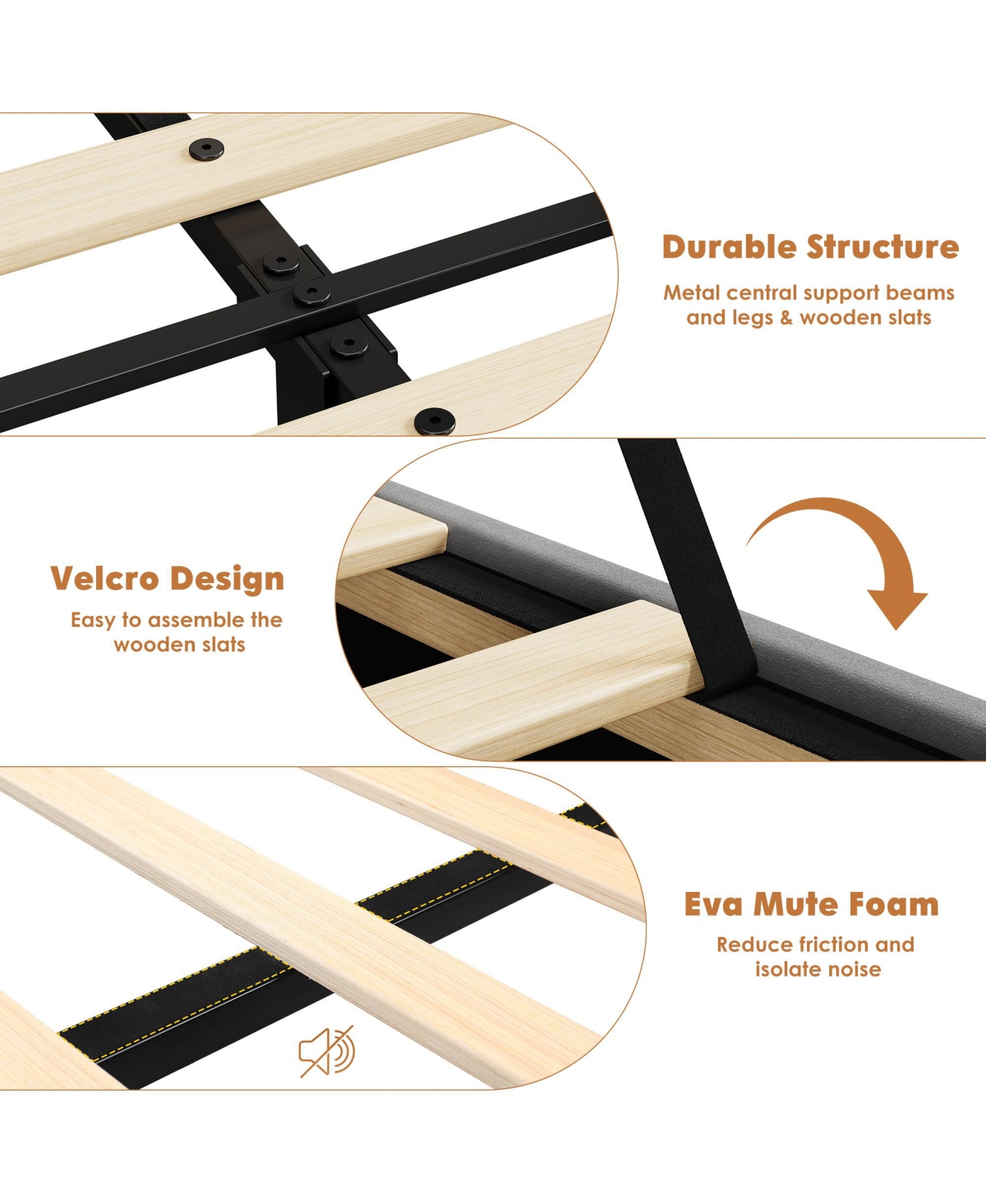 Homfan Headboard bed frame