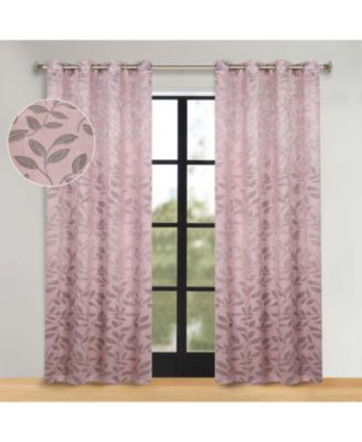 Leaves Room Darkening Grommet 2-Panel Curtain Set