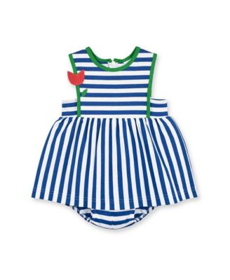 Baby Girl Stripe Knit Romper With Tulip