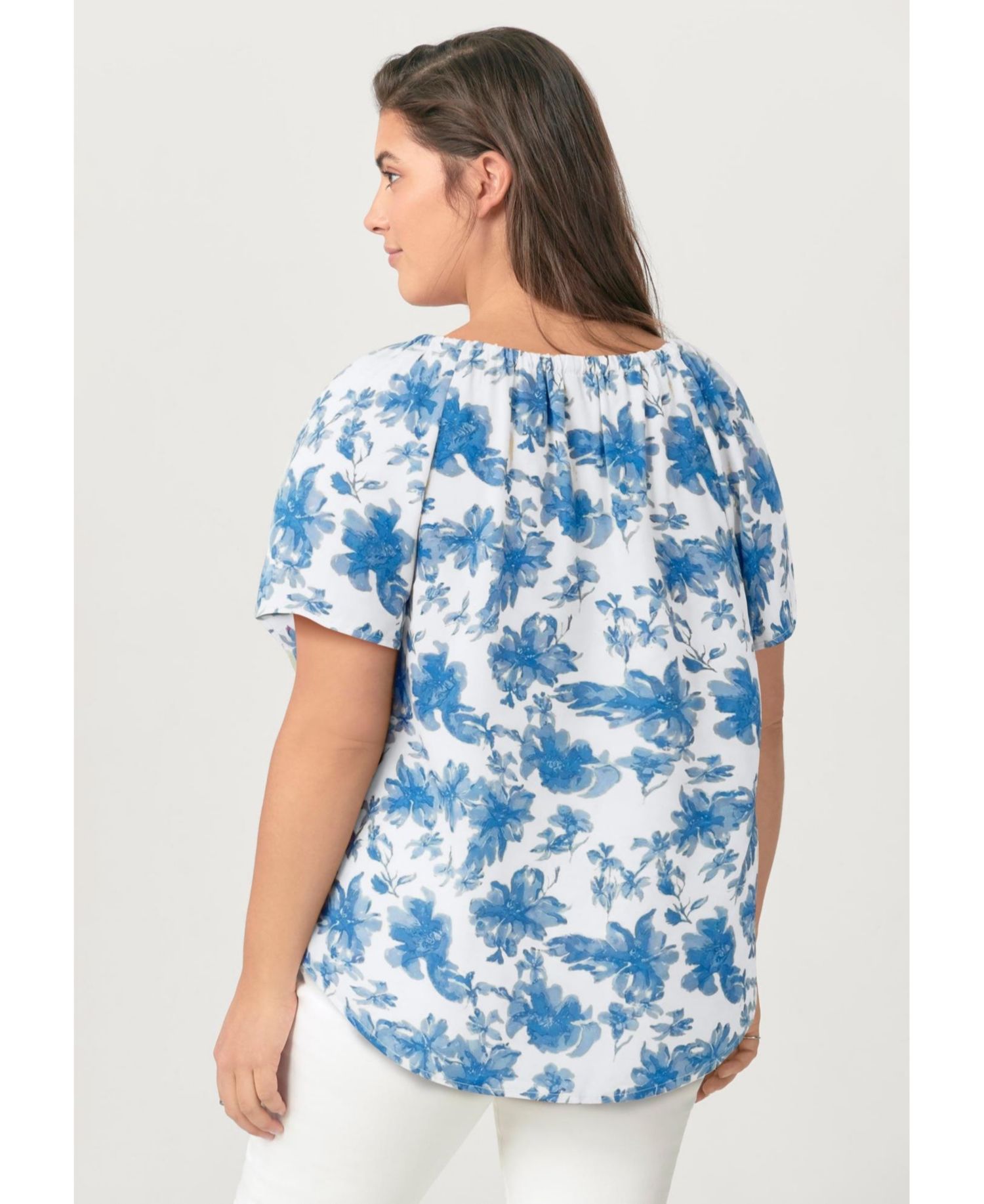 Plus Size Keyhole Peasant Blouse
