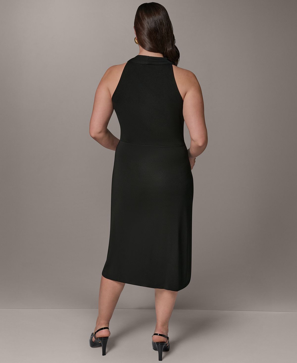 Donna Karan New York Plus Size Shoulder Hardware Sleeveless Midi Dress view 6 — MAYCSS fashion products