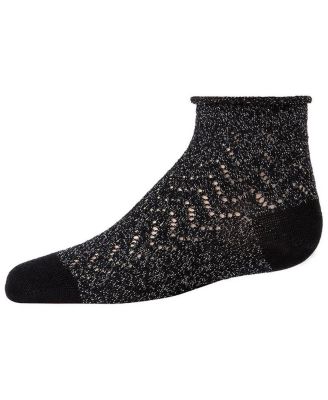 Kids Fuzzy Shimmer Cotton Blend Anklet Socks