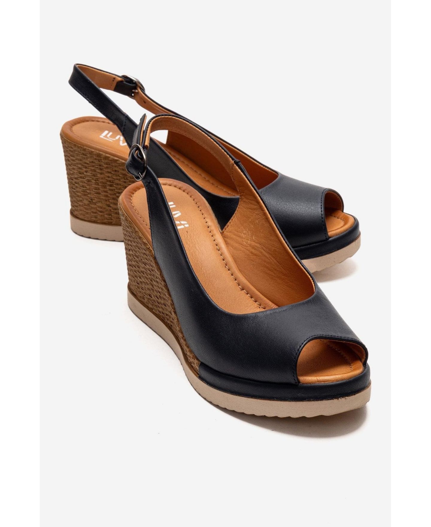 Женские сандалии Forever & Always Shoes Helina Leather Wedge Sandal, цвет: Чёрный — фото 4