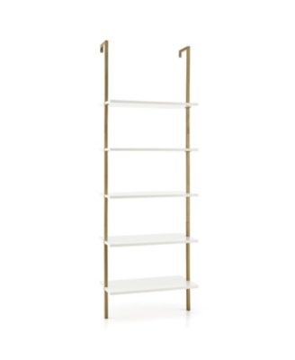 5-Tier Wall-Mounted Ladder Bookcase with Sprayed Steel Frame