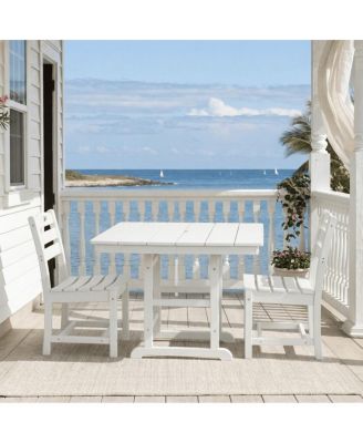 3-Piece HDPE Outdoor Patio Dining Set with 37.8" Table and 2 Chairs, All-Weather Bistro Set