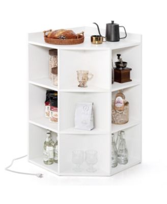 3-Tier Corner Cabinet Charging Station Storage Cubbies Bedroom