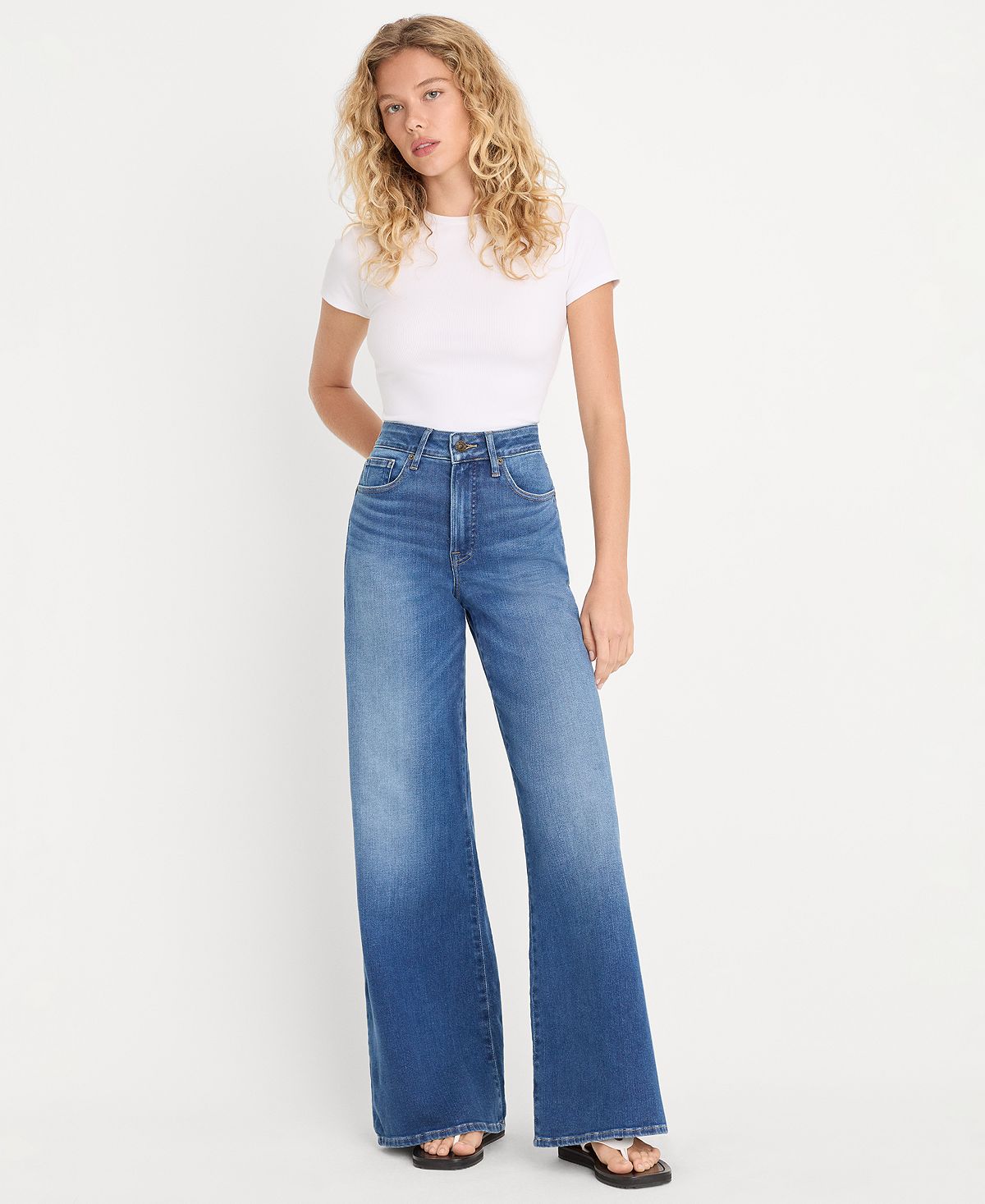 Good American Women's Soft Tech Good Waist Palazzo Jeans view 2 — MAYCSS fashion products