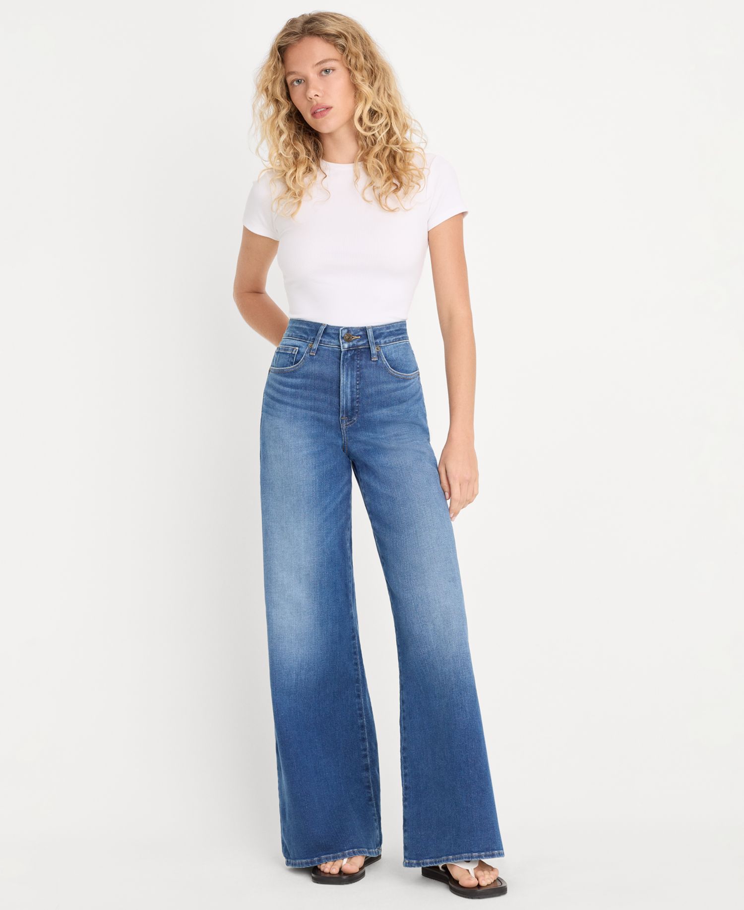 Petite Soft Tech Good Waist Palazzo Jeans