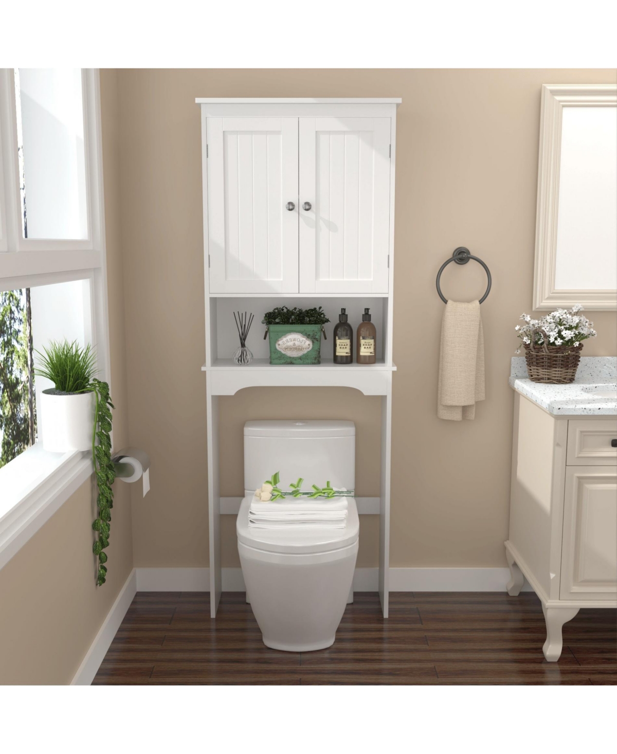 Phying Over The Toilet Storage Cabinet Wooden Bathroom Space Saver Shelf Multipurpose Wall Mount Bathroom Organizer Cabinet For Home Bathroom Storage