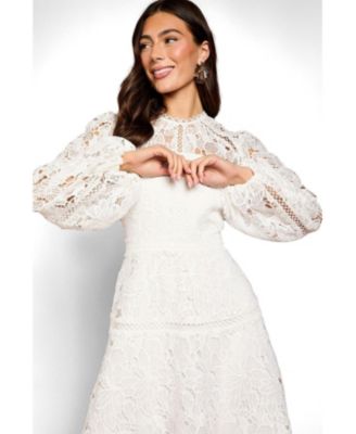 macy's ivory lace dress Women's Ivory/Cream Lace Midi Dresses