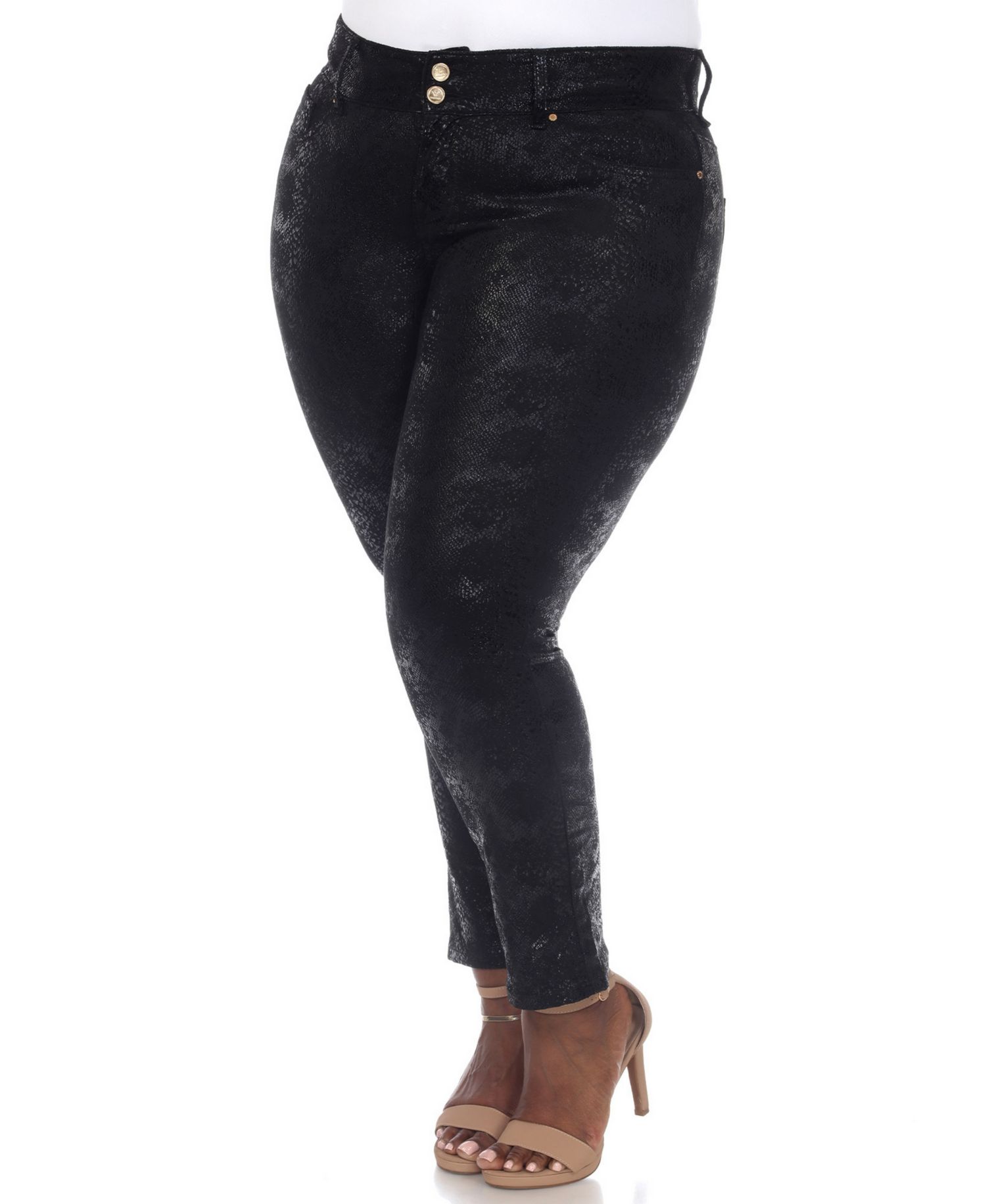 Plus Size Snake Print High-Rise Ankle Pants