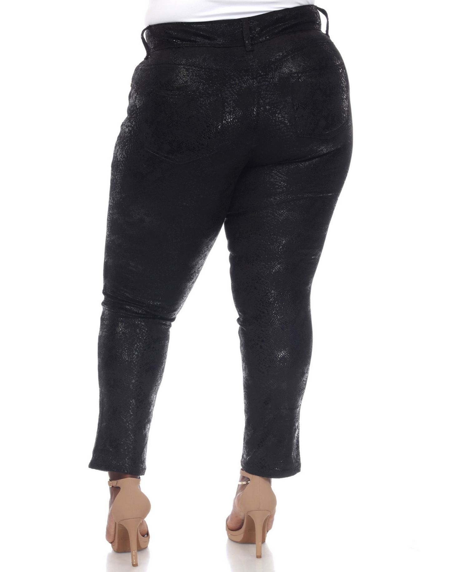 Plus Size Snake Print High-Rise Ankle Pants
