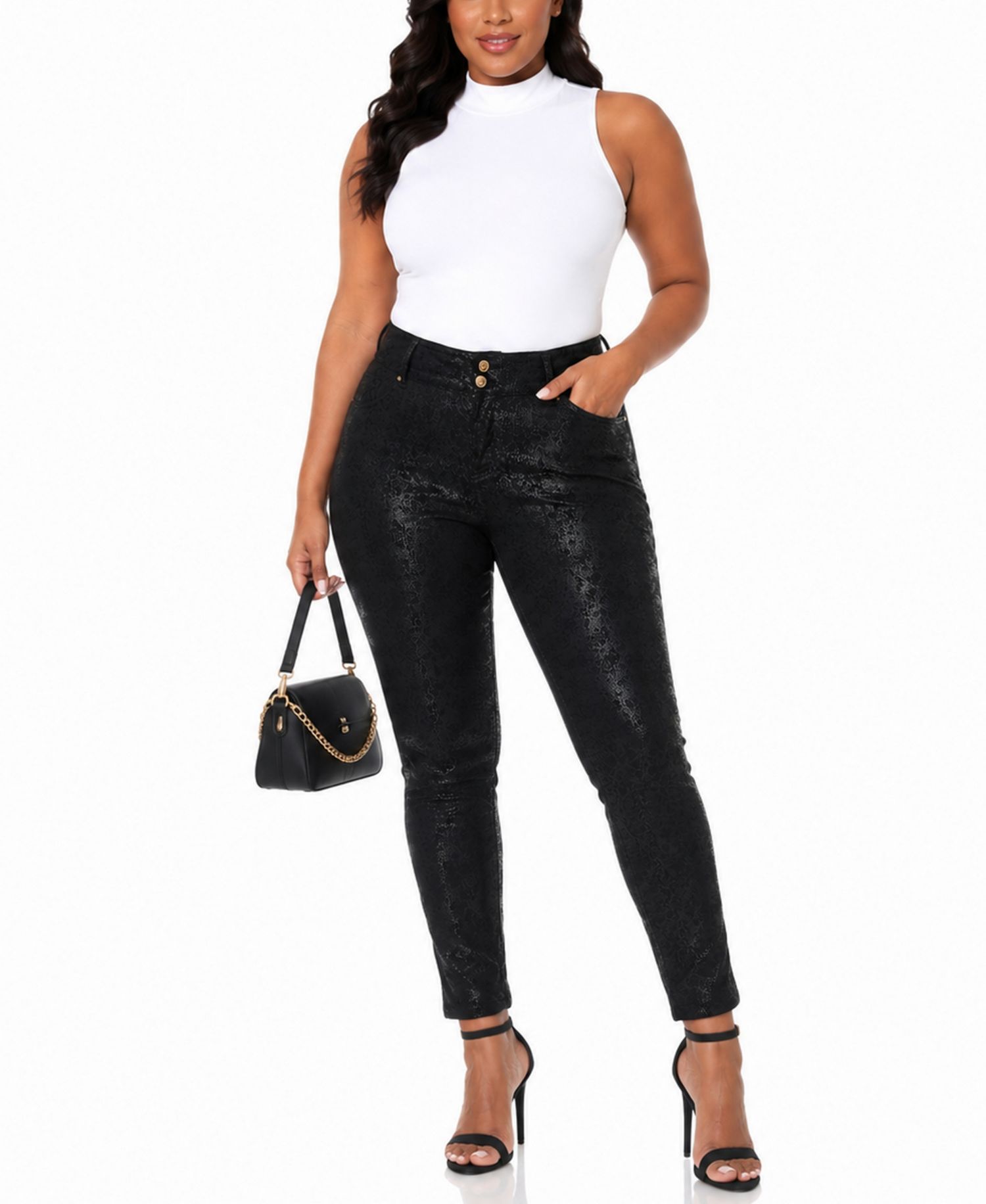 Plus Size Snake Print High-Rise Ankle Pants