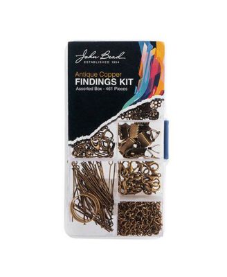 9-Slot Antique Brass Jewelry Findings Kit Assortment, 461pcs