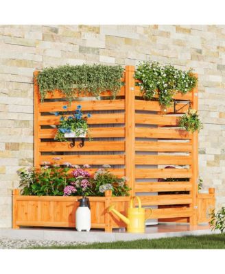 Decorative Fence Planter Set of 3  C Cedar Wood Garden Border