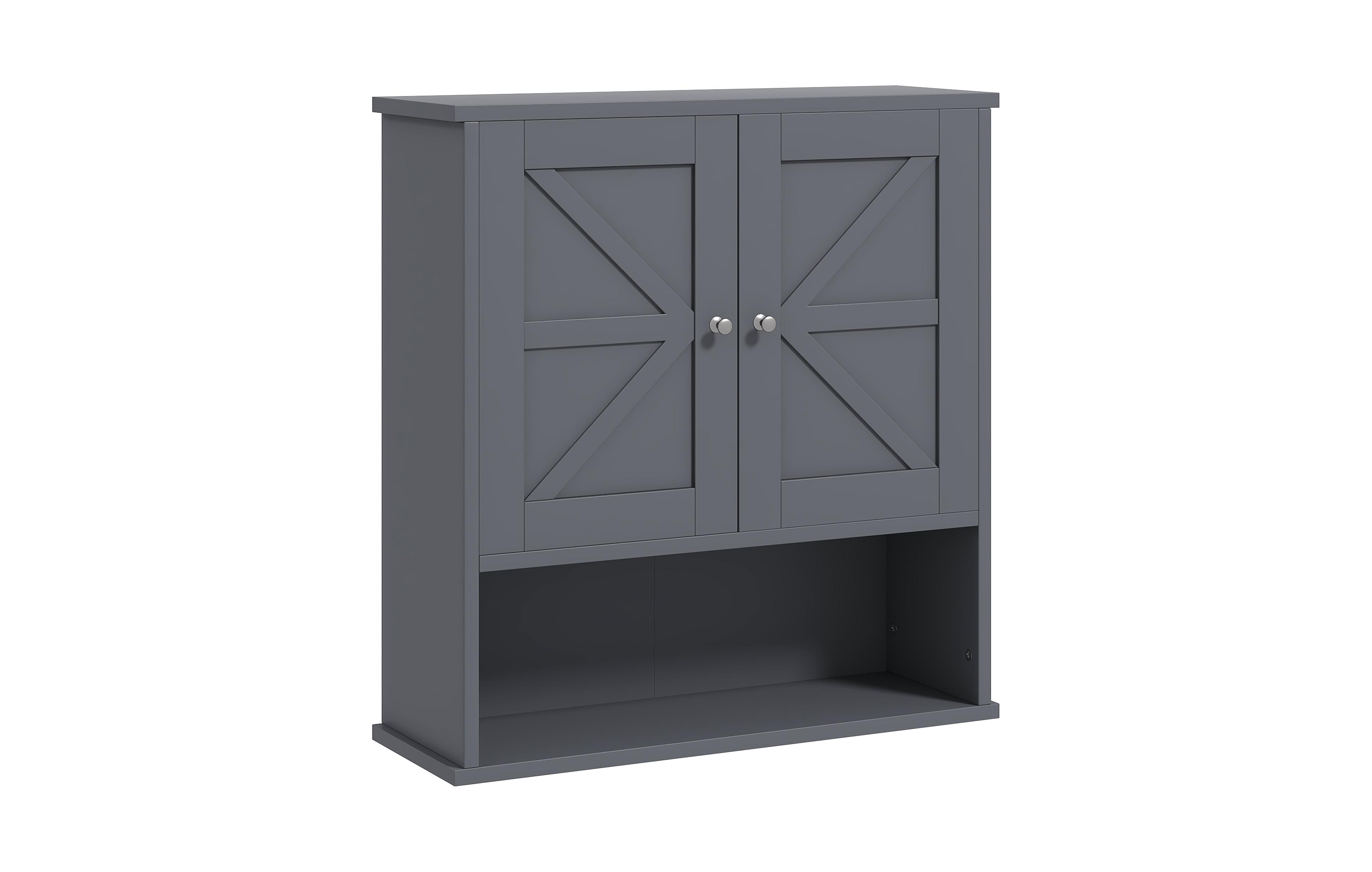 Busdays Farmhouse Bathroom Medicine Cabinet Wall Mount with Barn Doors and Adjustable Shelf for Laundry Room