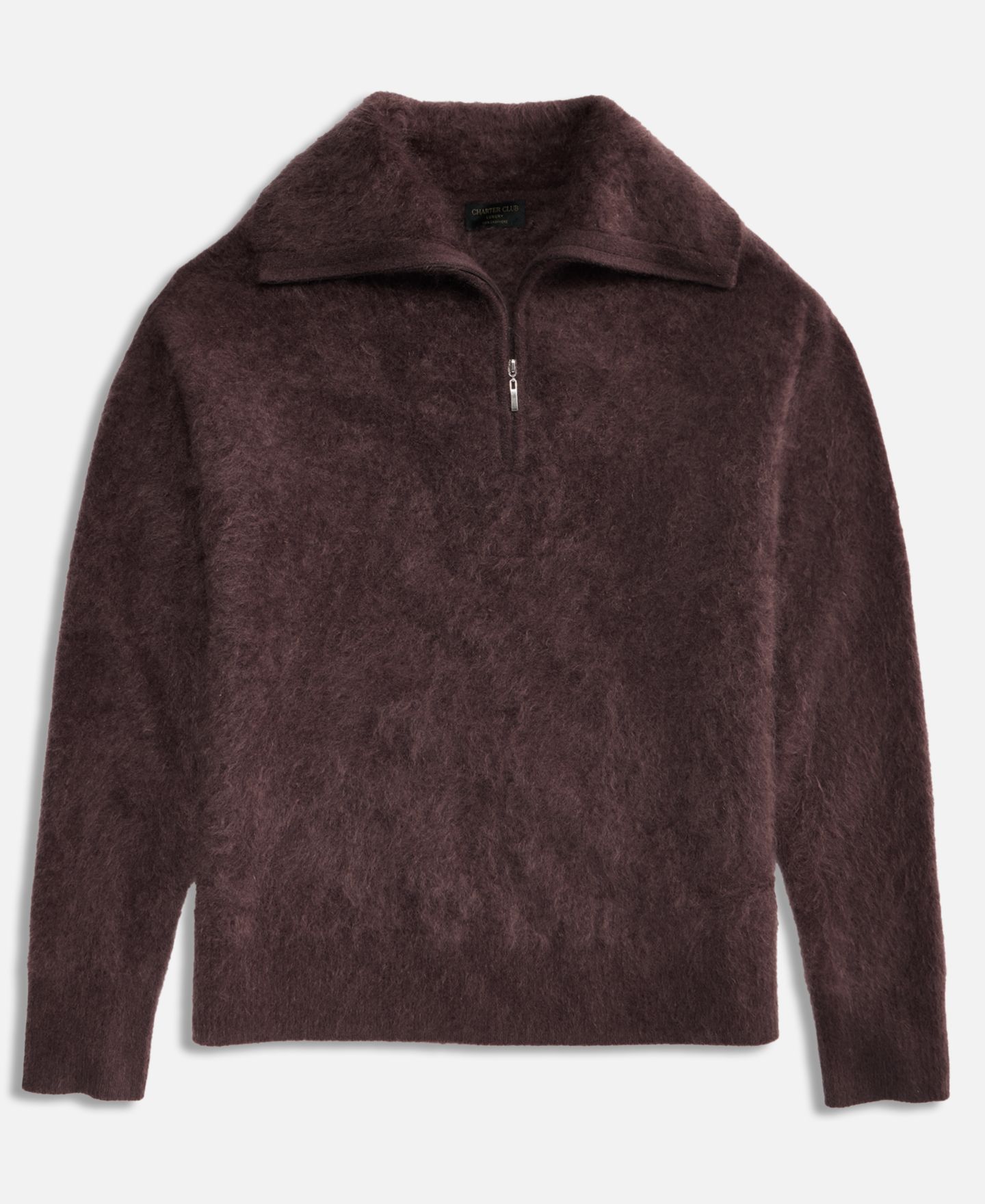 Женский свитер Charter Club Brushed Ribbed-Collar Half-Zip 100% Cashmere, цвет: Кофейный — фото 7