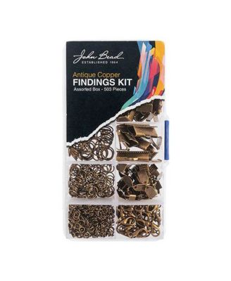 10-Slot Antique Brass Jewelry Findings Kit Assortment, 503pcs