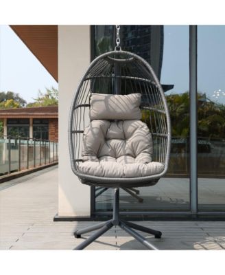 Cushion Egg Chair with Stand and Cup Holder