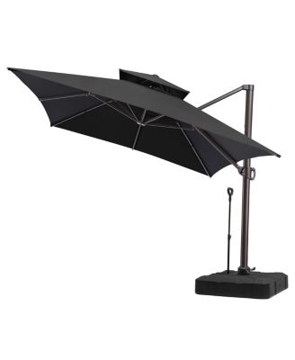 Outdoor Patio 10X13Feet Aluminum Double Top Cantilever Umbrella with Rod Wheel Base